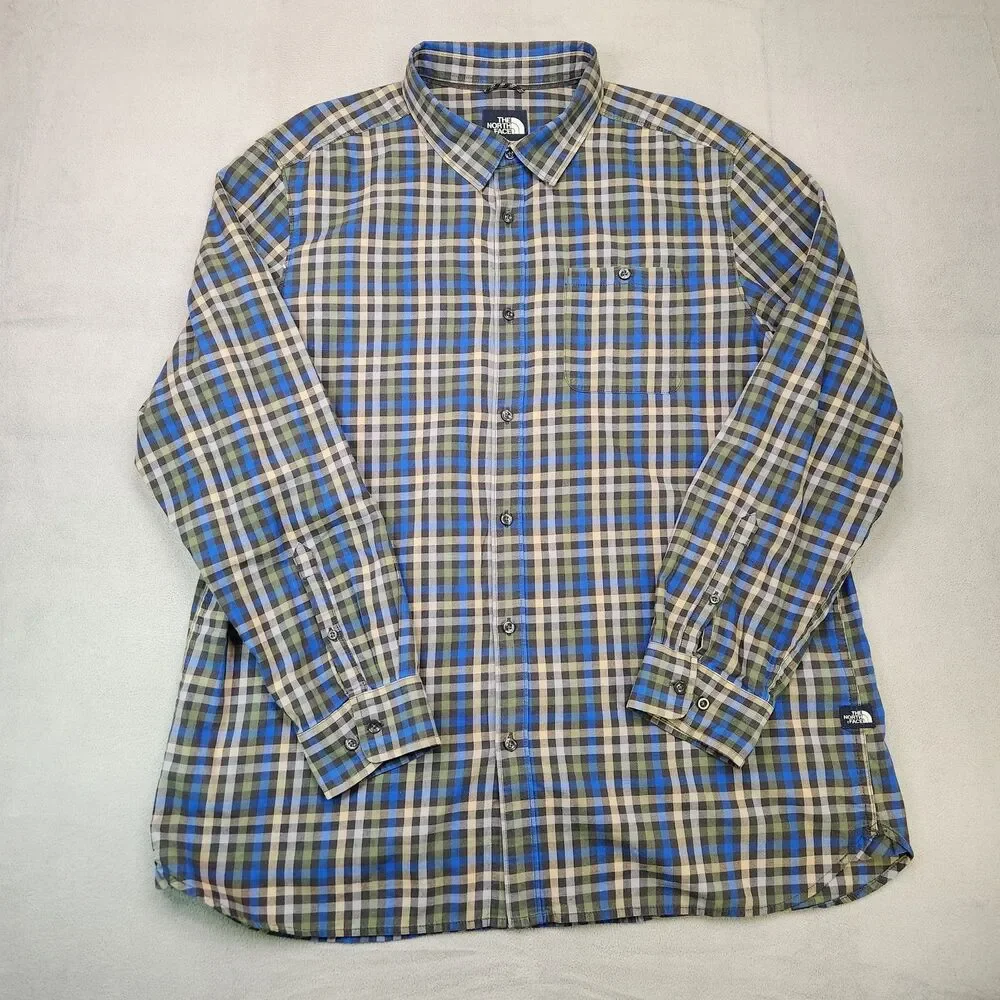 The North Face Button Up Shirt Mens 2XL Long Sleeve Check Outdoor Hiking Camping
